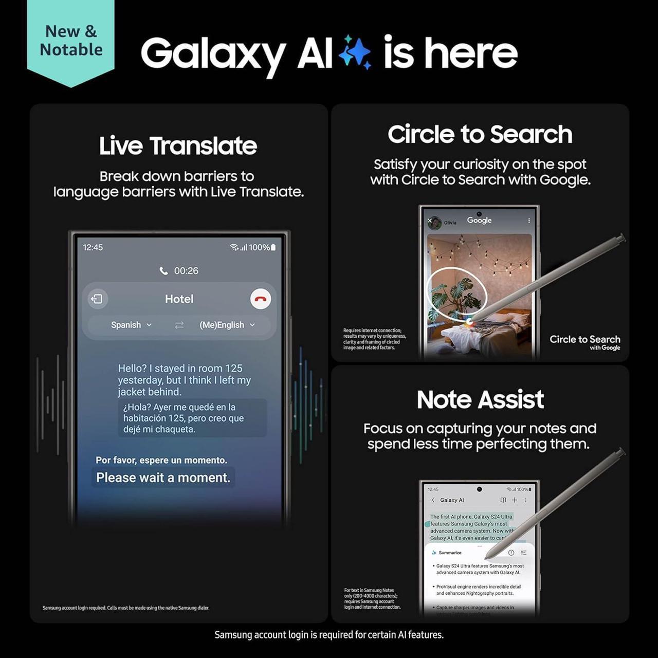 Alt view image 2 of 9 - SAMSUNG Galaxy S24 Ultra Cell Phone, 512GB AI Smartphone, Unlocked Android, 200MP, 100x Zoom Cameras, Long Battery Life, S Pen, US Version, 2024, Titanium Black