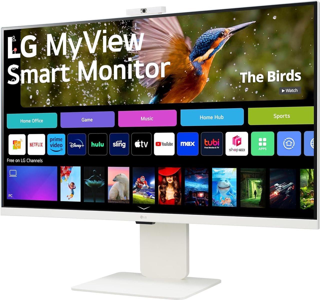 Alt view image 3 of 17 - LG 32SR85U-W 32-inch MyView 4K UHD, IPS Display, webOS Smart Monitor, ThinQ Home, USB Type-C 90W PD, Built-in FHD Webcam & Speaker, HDR 10, AirPlay 2, Screen Share, Bluetooth, White
