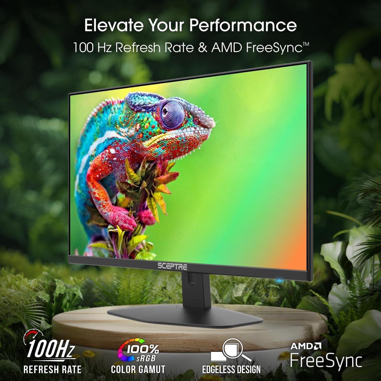 Alt view image 2 of 11 - Sceptre New 24-inch Gaming Monitor 100Hz 1ms DisplayPort HDMI x2 100% sRGB AMD FreeSync Build-in Speakers, Eye Care Frameless Machine Black 2024 (E248W-FW100T)