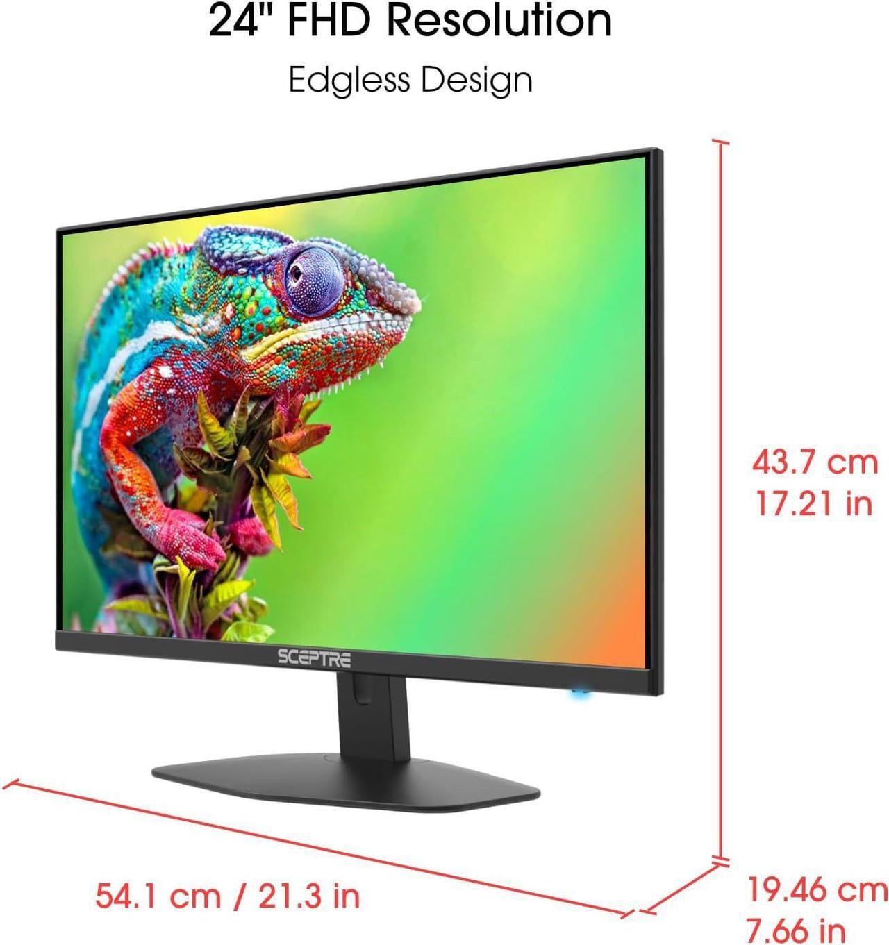 Alt view image 5 of 11 - Sceptre New 24-inch Gaming Monitor 100Hz 1ms DisplayPort HDMI x2 100% sRGB AMD FreeSync Build-in Speakers, Eye Care Frameless Machine Black 2024 (E248W-FW100T)