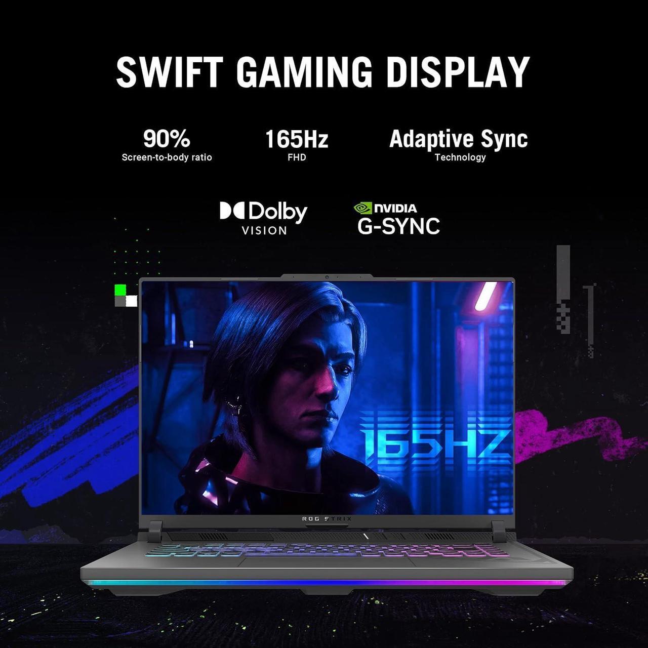 Alt view image 4 of 7 - ASUS ROG Strix G16 (2024) Gaming Laptop, 16 16:10 FHD 165Hz Display, NVIDIA® GeForce RTX 4060, Intel Core i7-13650HX, 16GB DDR5, 1TB PCIe Gen4 SSD, Wi-Fi 6E, Windows 11, G614JV-AS74