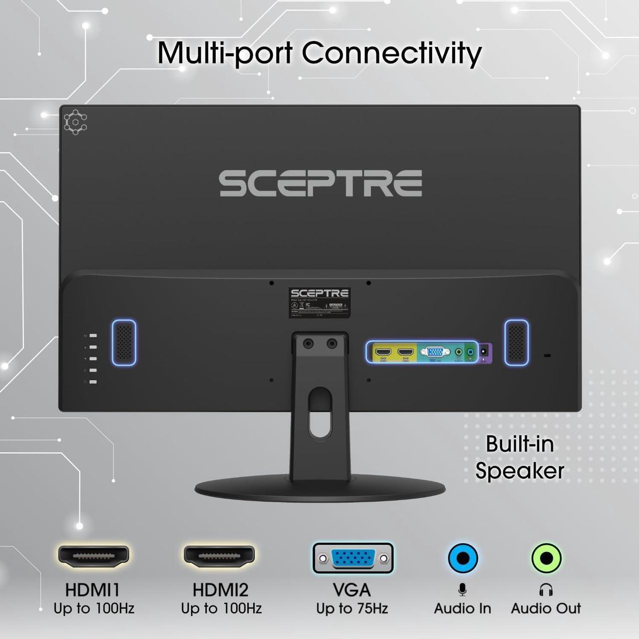 Alt view image 3 of 5 - Sceptre  24-inch Professional Monitor 100Hz 1ms HDMI x2 VGA 100% sRGB Build-in Speakers, Eye Care Machine Black 2024 (E248W-FW100TR)