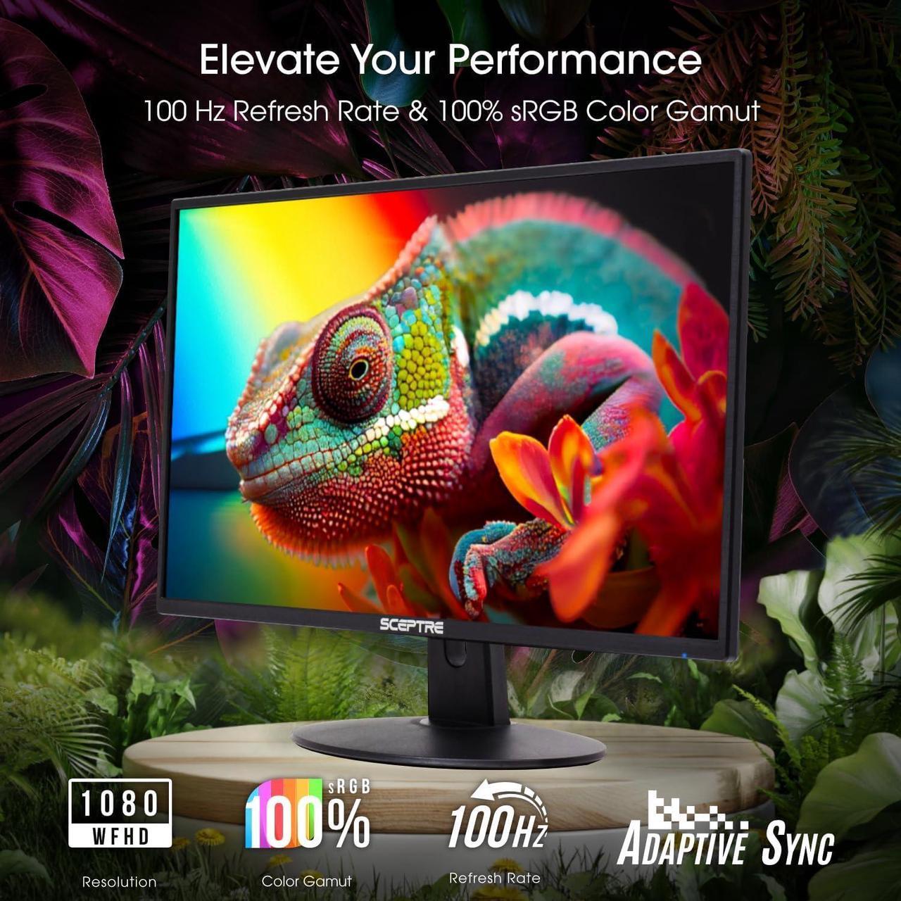 Alt view image 5 of 5 - Sceptre  24-inch Professional Monitor 100Hz 1ms HDMI x2 VGA 100% sRGB Build-in Speakers, Eye Care Machine Black 2024 (E248W-FW100TR)