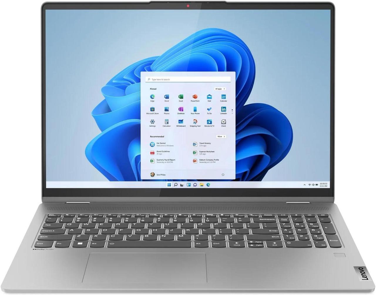 Alt view image 2 of 4 - Lenovo Ideapad Flex 5 16 inch WUXGA IPS Touch 2-in-1 Laptop AMD Ryzen 7-7730U 16GB RAM 512 SSD Arctic Grey