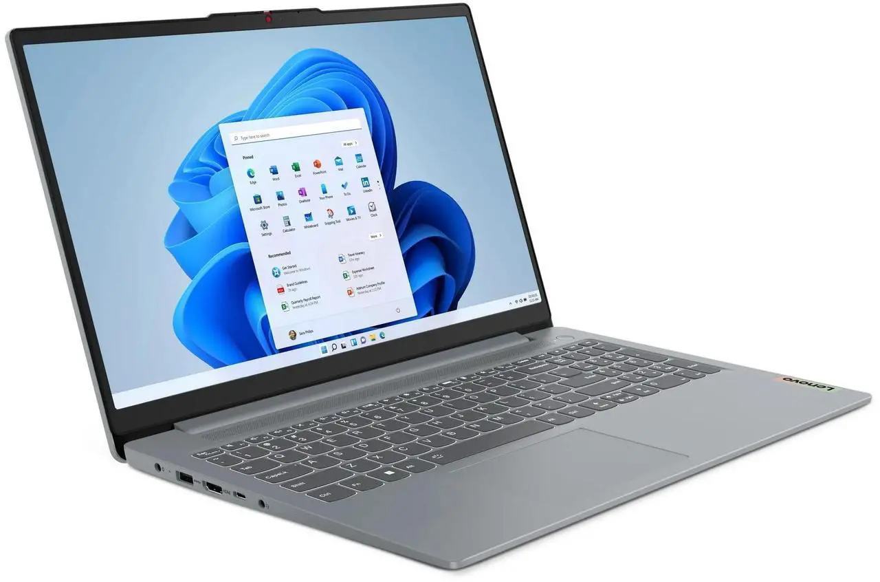 Alt view image 4 of 6 - Lenovo Ideapad Slim 3 15.6 inch FHD IPS Laptop AMD Ryzen 5-7520U 8GB RAM 256GB SSD Arctic Grey
 82XQ00EBUS