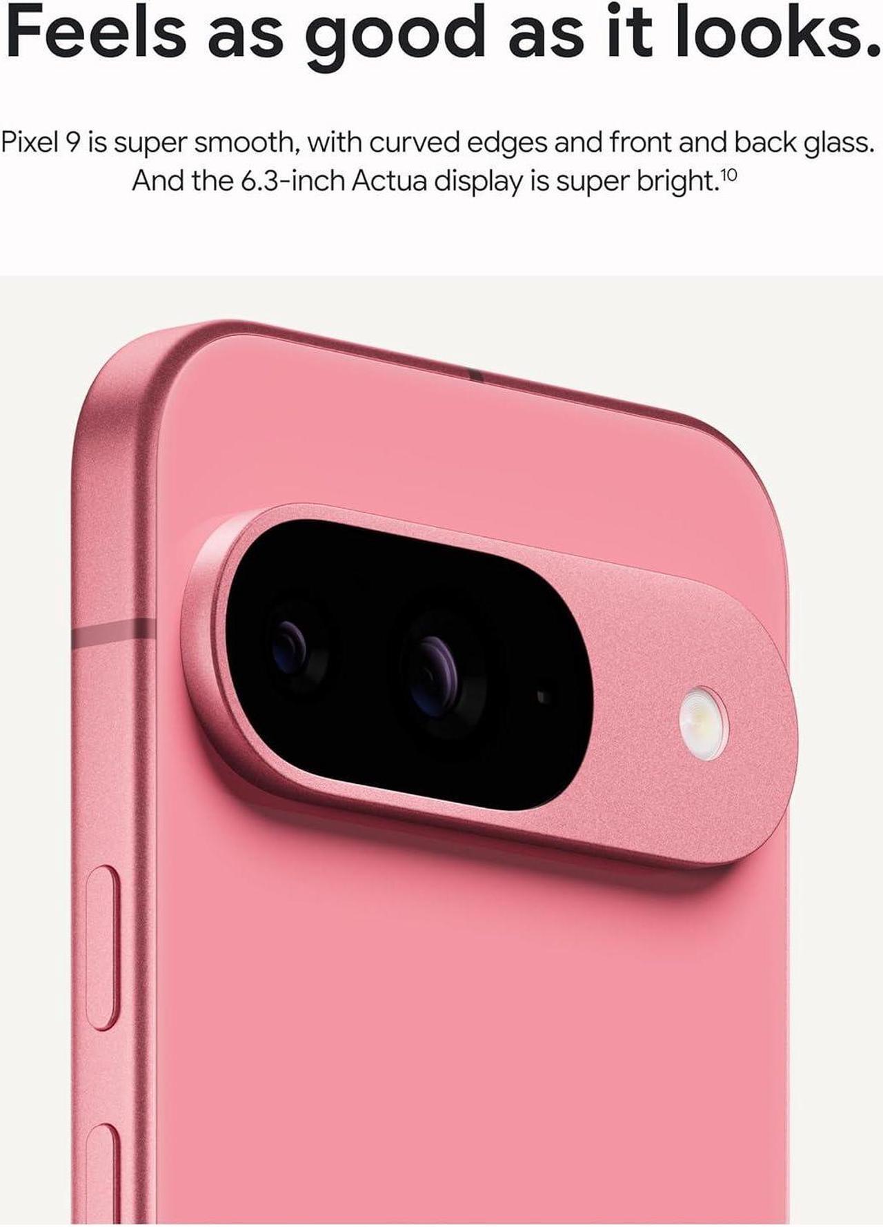 Alt view image 2 of 9 - Google Pixel 9 - Unlocked Android Smartphone with Gemini, 24-Hour Battery, Advanced Camera, and 6.3" Actua Display - Peony - 128 GB