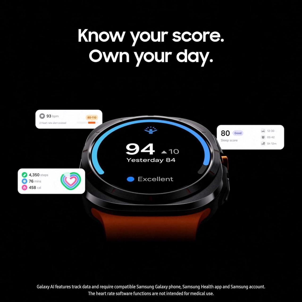 Alt view image 2 of 5 - SAMSUNG Galaxy Watch Ultra 47mm LTE AI Smartwatch w/Energy Score, Wellness Tips, Heart Rate Tracking, Sleep Monitor, Fitness Tracker, GPS, 2024,Titanium Gray