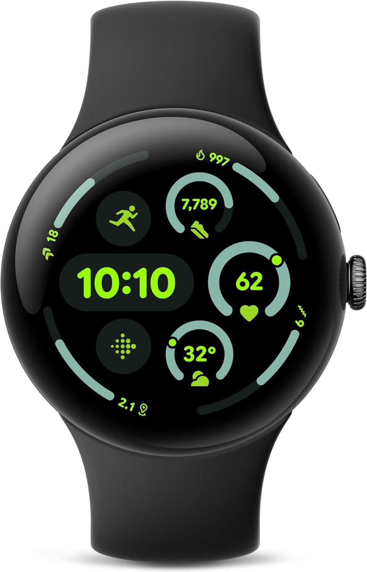 Main image of Google Pixel Watch 3 (45mm) - Android Smartwatch with Heart Rate Tracking, Advanced Running from Fitbit, Fitness Insights, 24-Hour Battery - Matte Black Aluminum Case - Obsidian Band - Wi-Fi