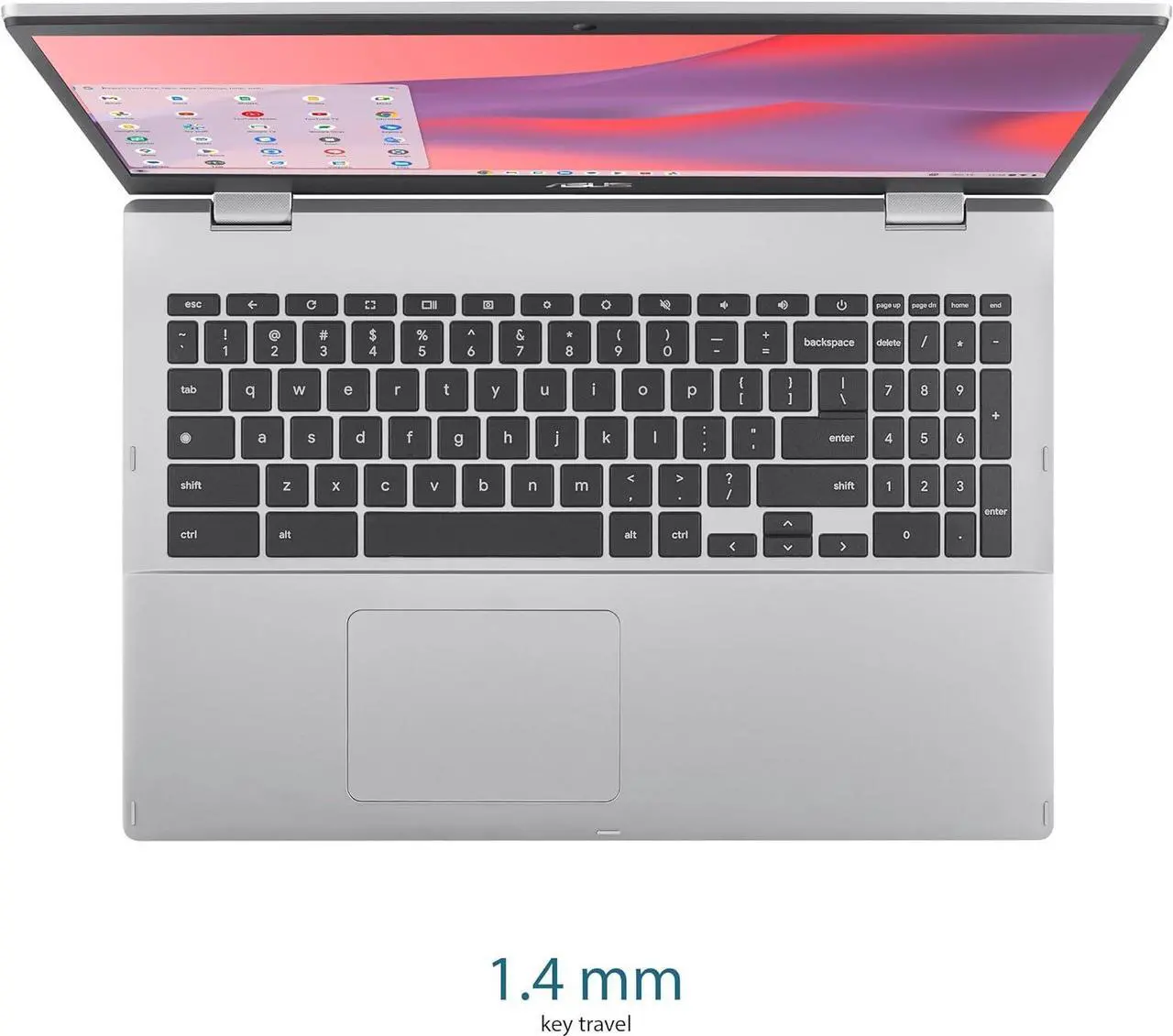 Alt view image 6 of 6 - ASUS Chromebook CX1, 15.6" FHD NanoEdge Display, Intel Celeron N4500 Processor, 64GB eMMC Storage, 8GB RAM, ChromeOS, Transparent Silver, CX1500CKA-AS84F