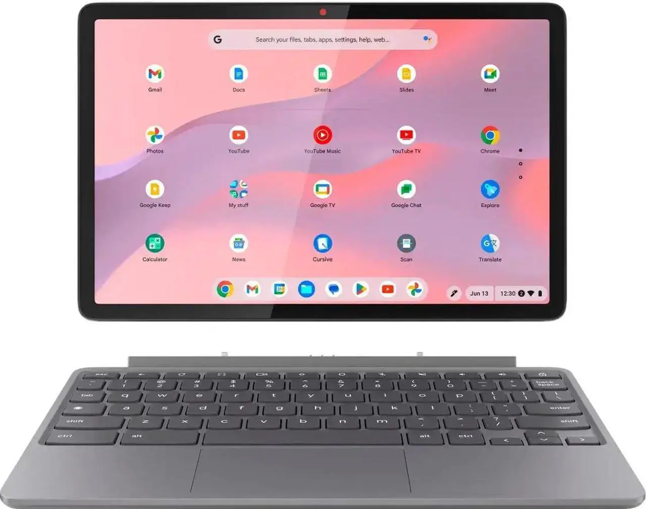 Main image of Lenovo - Duet 11 Chromebook - 11" 2K LCD Touchscreen 2-in-1 Tablet - MediaTek Kompanio 838 - 4GB RAM - 128GB - eMMC with keyboard - Luna Gray