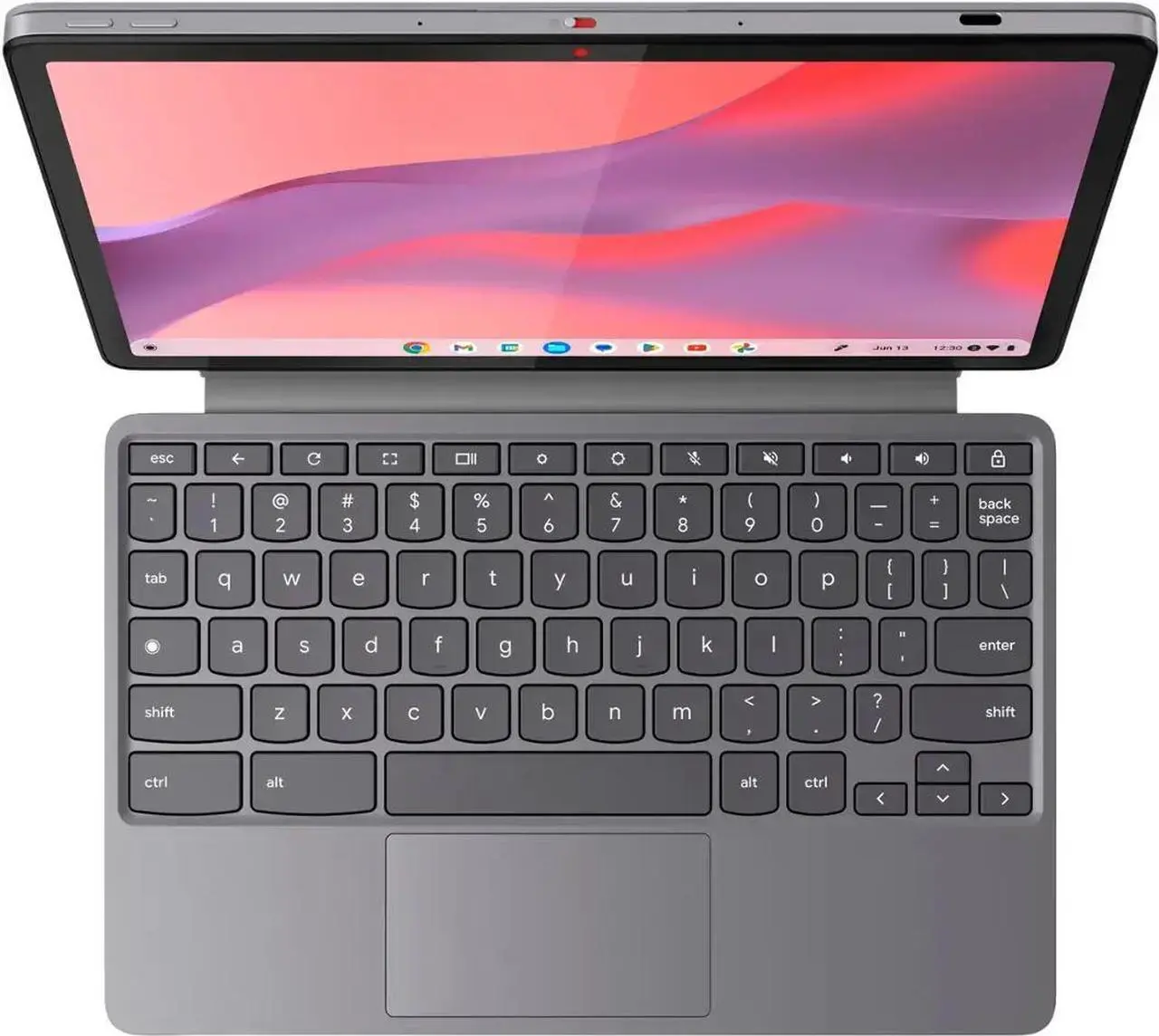 Alt view image 2 of 6 - Lenovo - Duet 11 Chromebook - 11" 2K LCD Touchscreen 2-in-1 Tablet - MediaTek Kompanio 838 - 4GB RAM - 128GB - eMMC with keyboard - Luna Gray
