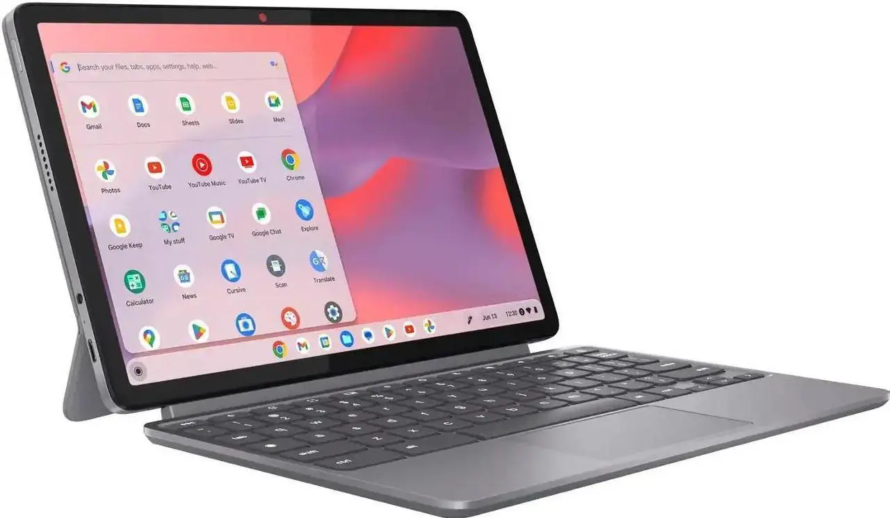 Alt view image 3 of 6 - Lenovo - Duet 11 Chromebook - 11" 2K LCD Touchscreen 2-in-1 Tablet - MediaTek Kompanio 838 - 4GB RAM - 128GB - eMMC with keyboard - Luna Gray