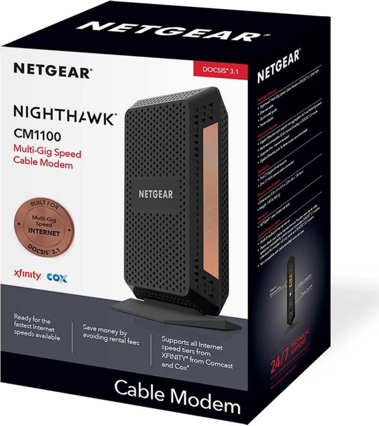 Main image of Netgear Nighthawk CM1100 DOCSIS 3.1 Cable Modem Works Xfinity, Cox, Spectrum