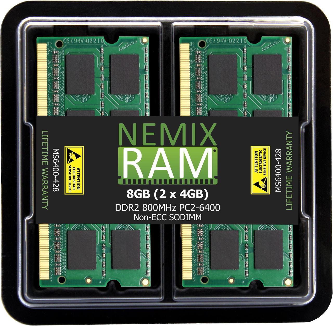 NEMIX RAM 8GB (2X4GB) DDR2 800MHZ PC2-6400 2Rx8 1.8V SODIMM Laptop Memory KIT