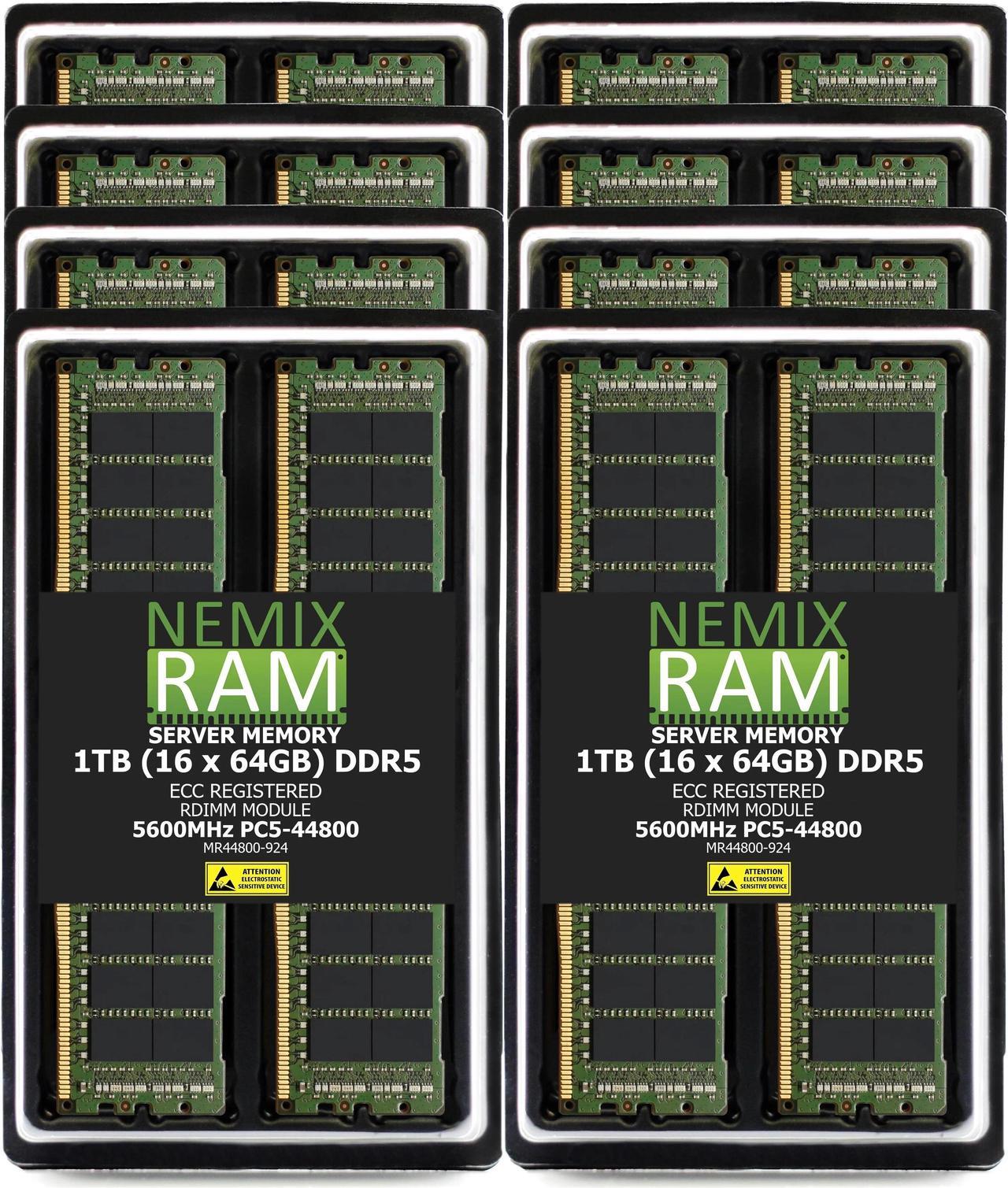 NEMIX RAM 1TB (16X64GB) DDR5 5600MHz PC5-44800 2Rx4 1.1V 288-PIN ECC RDIMM Registered Server Memory Kit Compatible with Supermicro B13DEE Motherboard