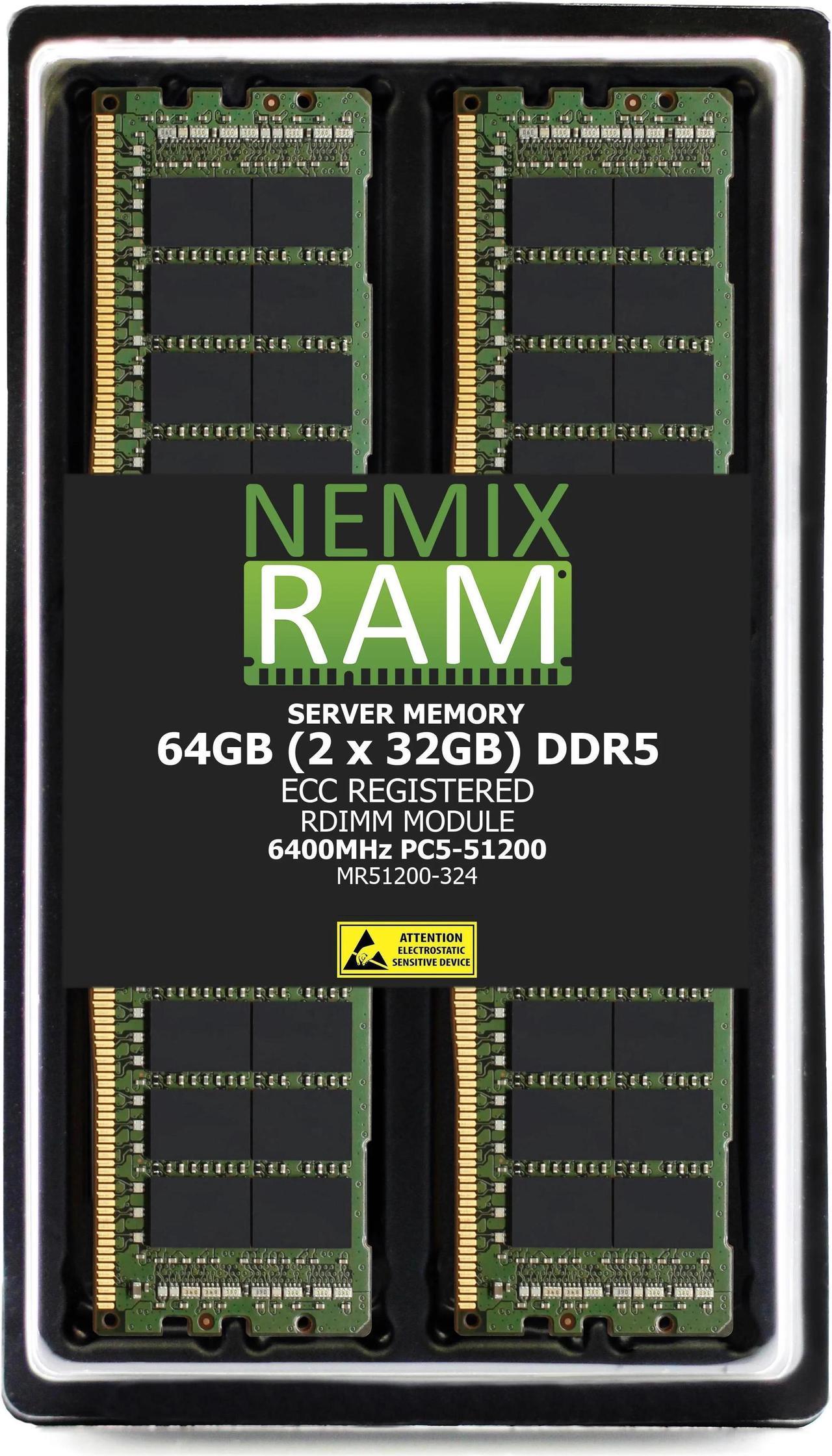 NEMIX RAM 64GB (2X32GB) DDR5 6400MHz PC5-51200 2Rx4 1.1V 288-PIN ECC RDIMM Registered Server Memory Kit Compatible with Supermicro X14SBW-F