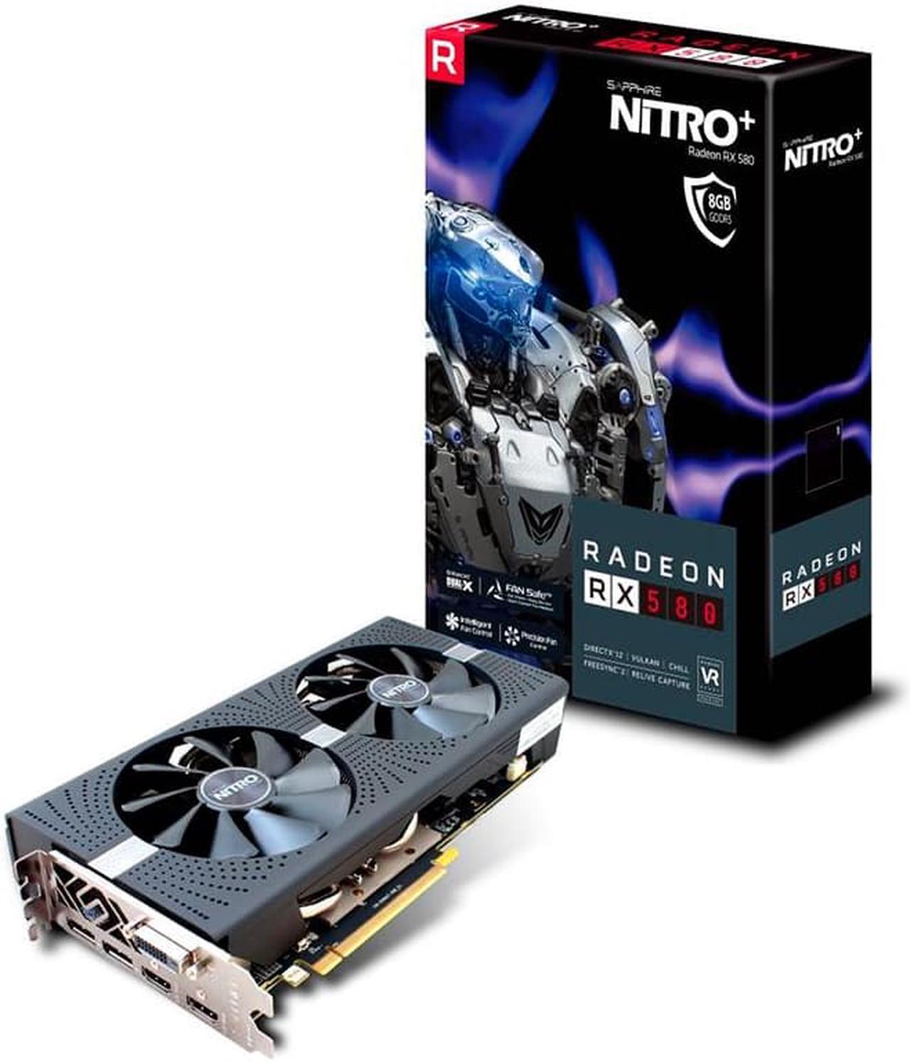 Main image of SAPPHIRE NITRO+ Radeon RX 580 8GB - 2x DP 1.4 + 2x HDMI + 1x DVI-D Graphics Card