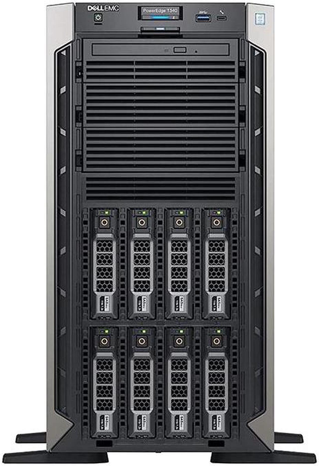 Main image of Dell PowerEdge T340 - 8 Bay 3.5" 5U Server - 1x Intel Xeon E-2144G 3.6GHz (4.5GHz Turbo) 4 Core Processor, 16GB DDR4, H730P, 2x 480GB SSDs, 8x 8TB HDDs, iDRAC9 Enterprise, 2x 495 Watt PSUs, Bezel