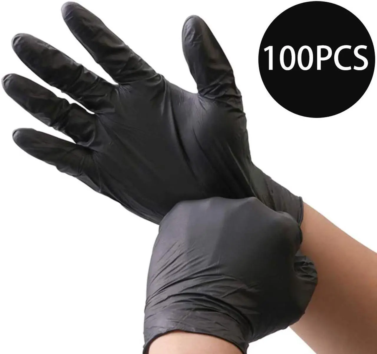 Main image of 100PCS Multifunctional Disposable Professional Gloves Medical Exam Gloves Powder-Free Kitchen Food Safety Cleaner (50 Pairs) XL Size, Black