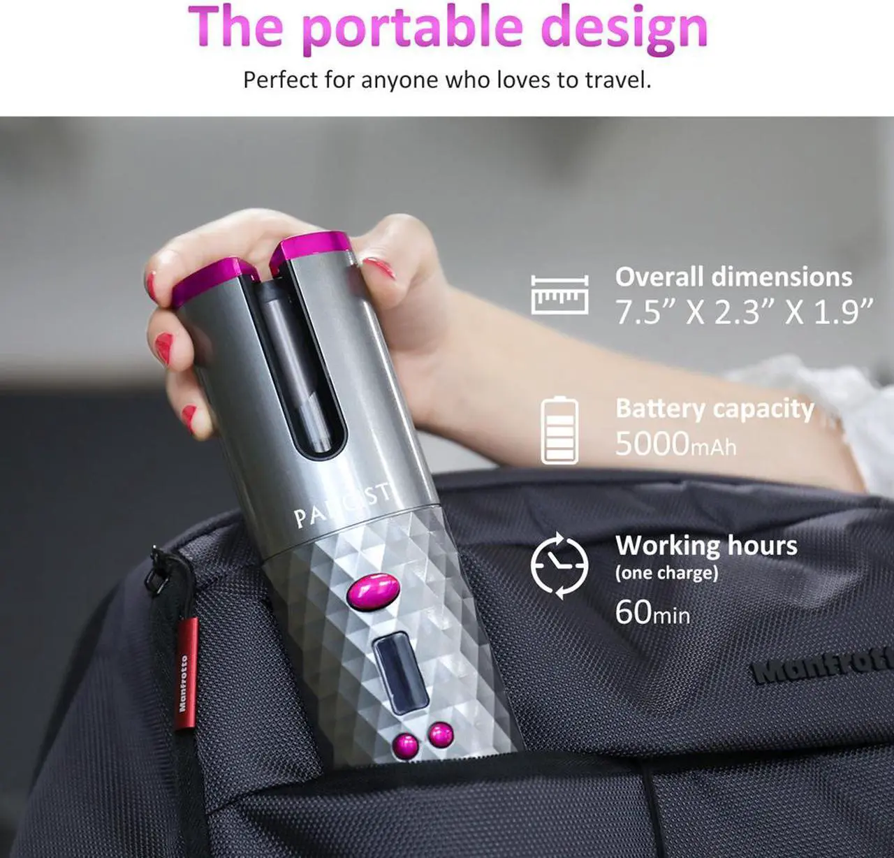 Alt view image 2 of 7 - Cordless automatic hair curler, PADCIST world's first wireless portable electric hair left and right rotating hair curler,300?-390? control device, completely anti-perm, curling perm anytime