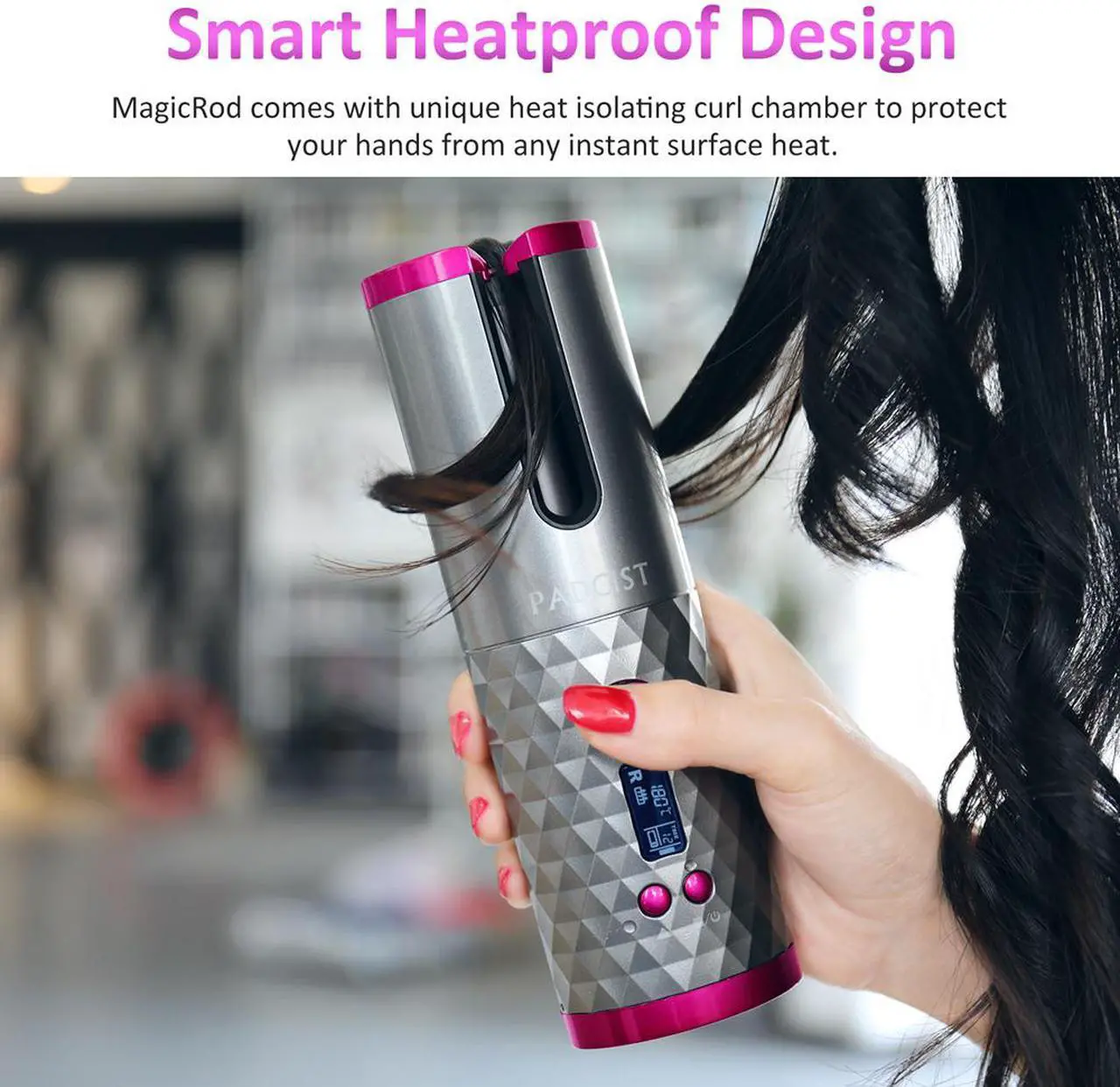 Alt view image 5 of 7 - Cordless automatic hair curler, PADCIST world's first wireless portable electric hair left and right rotating hair curler,300?-390? control device, completely anti-perm, curling perm anytime