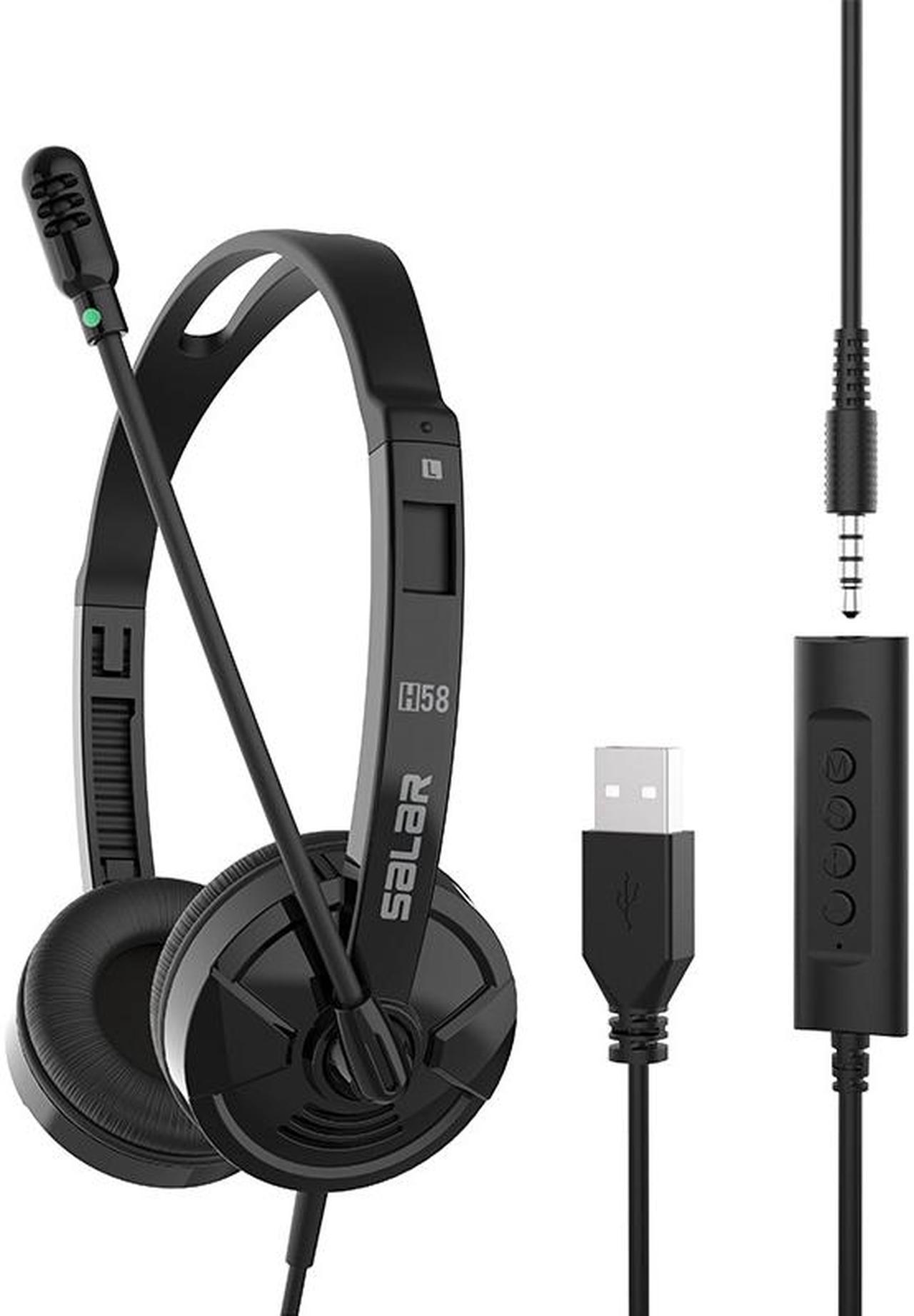 3.5MM Wired PS4 Gaming Headset, With Noise-Cancelling Microphone For PC And Audio Control UC Skype Lync Softphone Call Center USB Headset For Office Games, Suitable For IOS Android, Tablet, MAC,PC