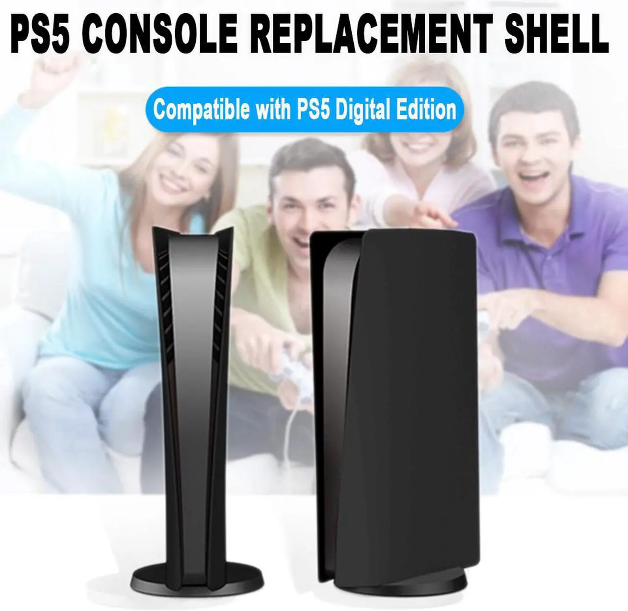 Alt view image 4 of 7 - PS5 Console Cover Shell,  PS5 Skin Faceplate Replacement Plates, ABS Anti-Scratch Dustproof Protective Skins Gaming Accessories for Sony Playstation 5 Game Console Digital Edition –Black