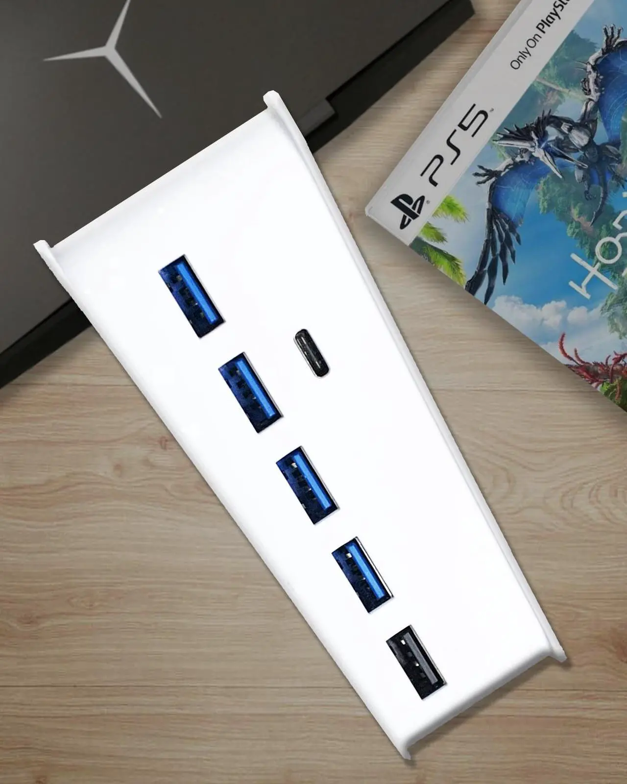 Alt view image 7 of 7 - PS5 Console USB HUB, PS5 Extender 5 Port High-Speed Transmission Expansion Adapter Converter Splitter With 4 USB + 1 USB Charging Port + 1 Type C 3.1 Port for PS5 Drive Version &  Digital Version