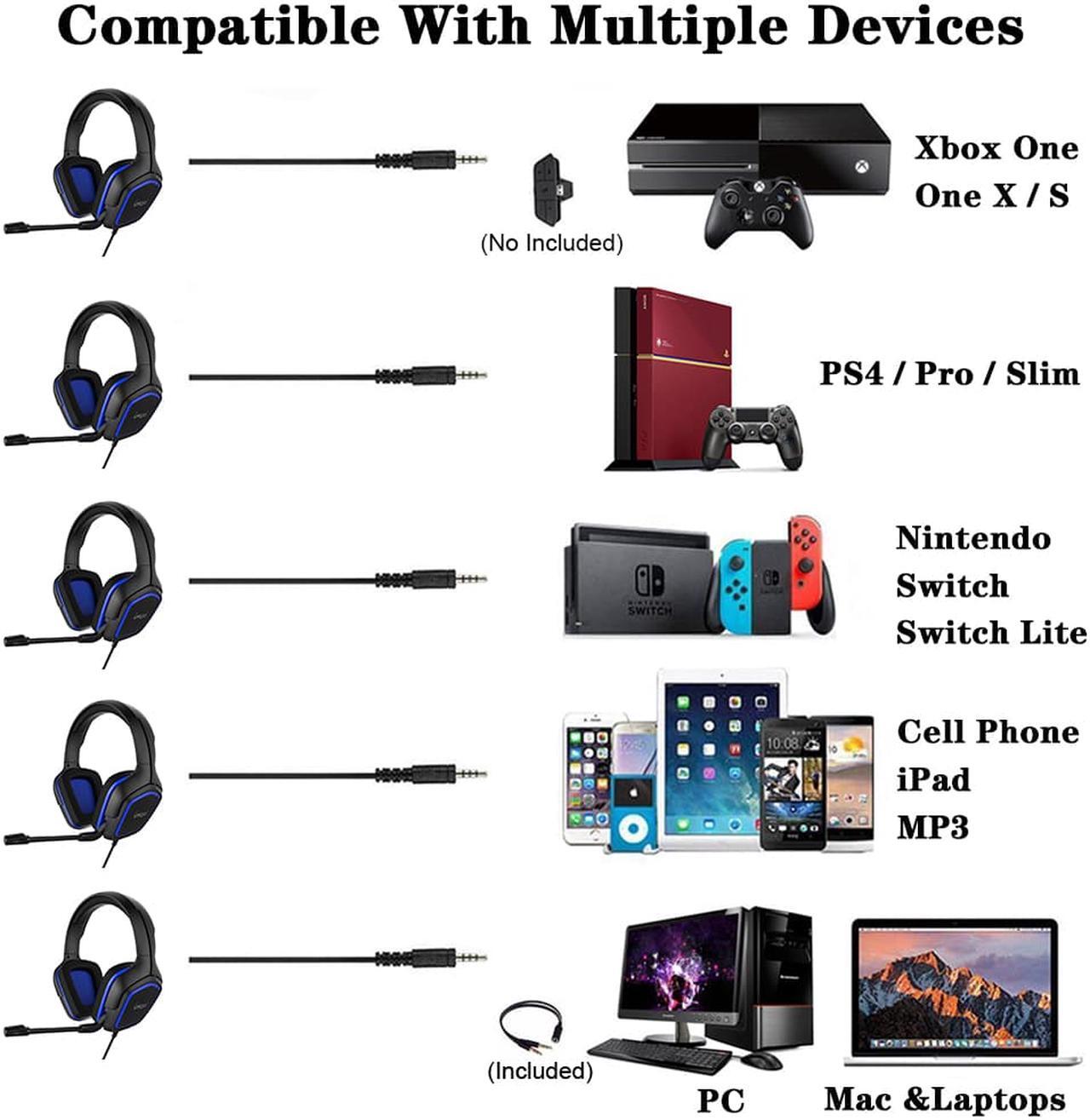 Alt view image 5 of 7 - PS5 Headset, 3.5MM Wired Gaming Headphone with Noise Reduction Microphone & Volume Control for Playstation 5, PS4, Xbox One, Nintendo Switch, Nintendo Switch Lite, Computer, Tablets, PC& Smartphone
