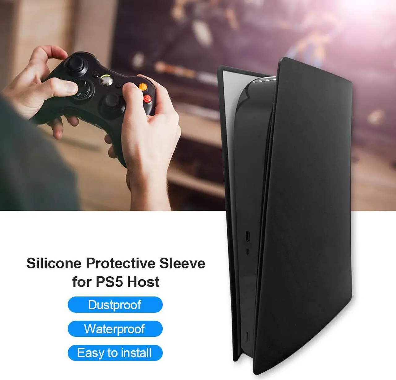 Alt view image 5 of 7 - PS5 Console Cover Shell,  PS5 Skin Faceplate Replacement Plates, ABS Anti-Scratch Dustproof Protective Skins Gaming Accessories for Sony Playstation 5 Game Console Digital Edition –Black