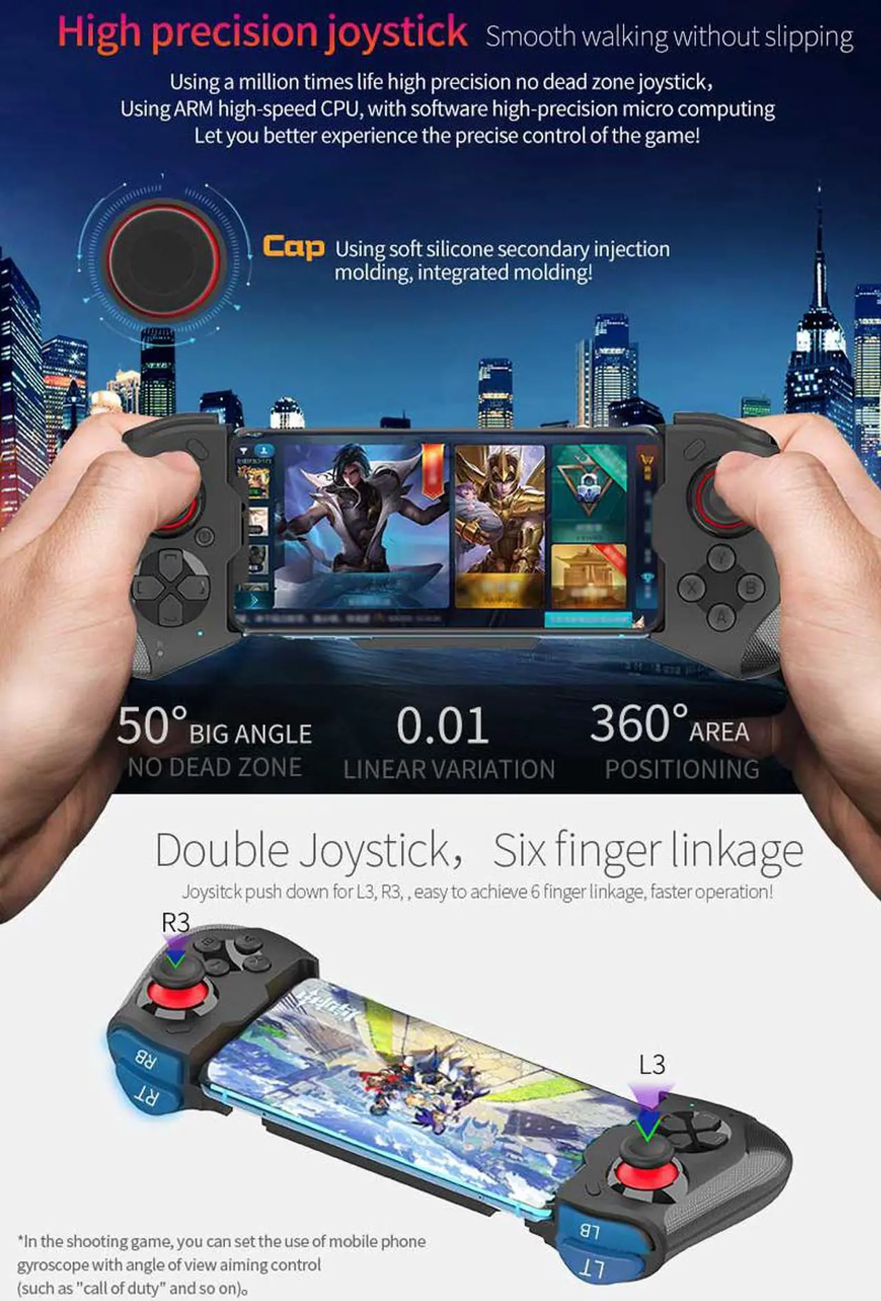 Alt view image 6 of 7 - iPhone Game Controller, Mobile Wireless Gaming Gamepad Joystick for iOS 13.4+ System iPhone iPad Support MFI Game Call Of Duty Mobile (COD), Modern Combat 5 Shooting Fighting Racing Game, Direct Play