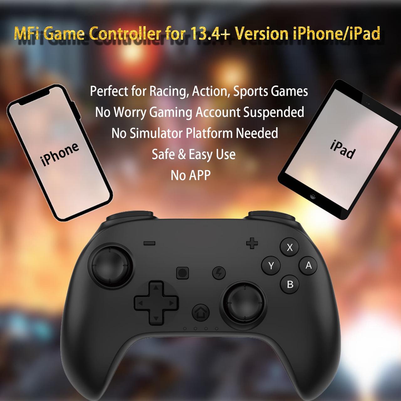 Alt view image 6 of 7 - iOS Phone Controller for iPhone iPad, Mobile Wireless Bluetooth MFI Gaming Gamepad Joystick with Phone Holder Clip for iOS 13.4+ Support Call Of Duty Mobile (COD) Modern Combat 5 Gams, Direct Play
