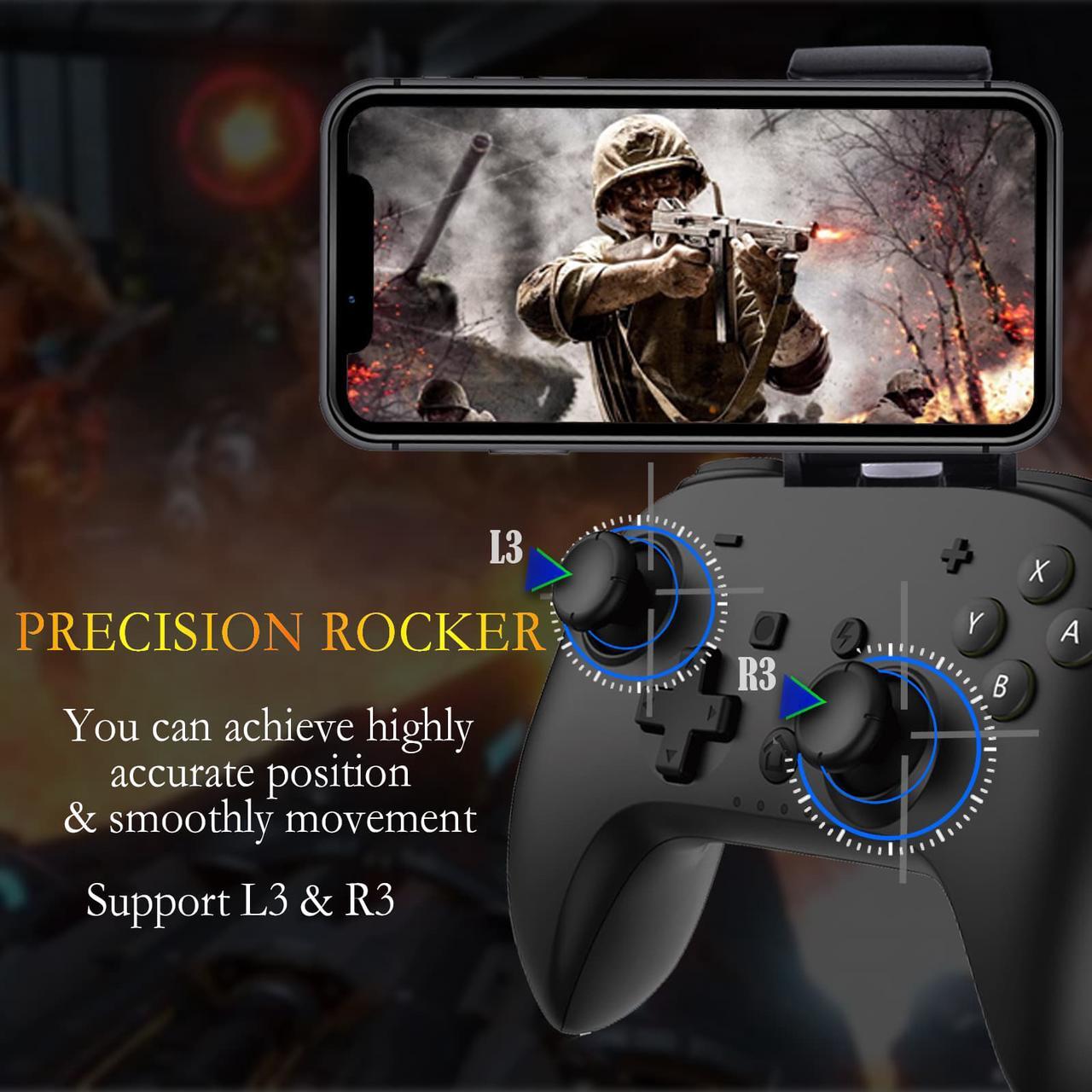 Alt view image 2 of 7 - iOS Phone Controller for iPhone iPad, Mobile Wireless Bluetooth MFI Gaming Gamepad Joystick with Phone Holder Clip for iOS 13.4+ Support Call Of Duty Mobile (COD) Modern Combat 5 Gams, Direct Play