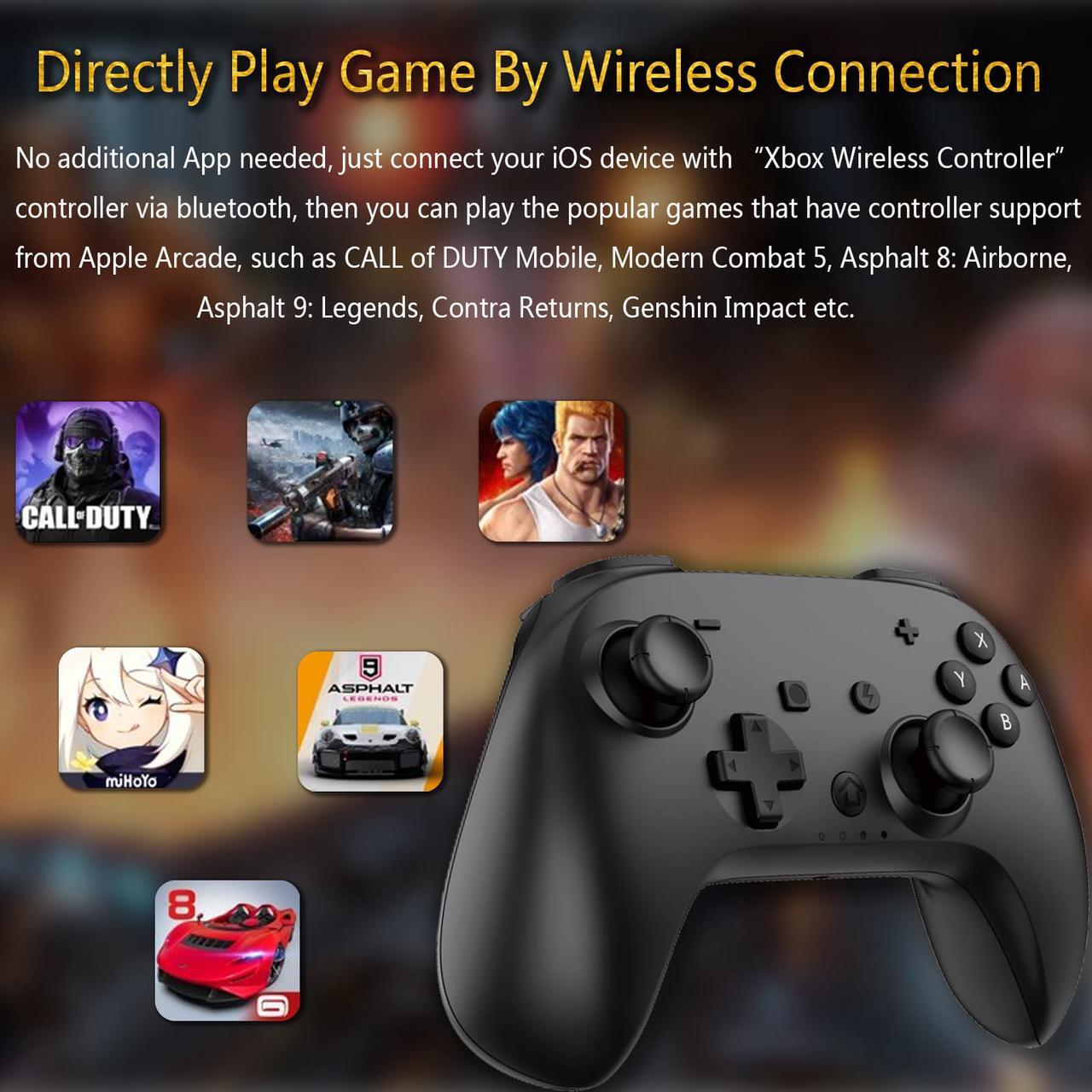 Alt view image 5 of 7 - iOS Phone Controller for iPhone iPad, Mobile Wireless Bluetooth MFI Gaming Gamepad Joystick with Phone Holder Clip for iOS 13.4+ Support Call Of Duty Mobile (COD) Modern Combat 5 Gams, Direct Play