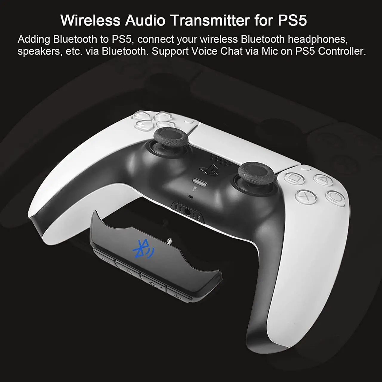 Alt view image 2 of 7 - Bluetooth Adapter for PS5 Controller, BT 5.1 Low Latency Wireless Audio Transmitter, One Key Mute, Volume Adjustment, No Driver Needed Game Accessories for PS5 AirPods Sony Bose Earbuds Speakers