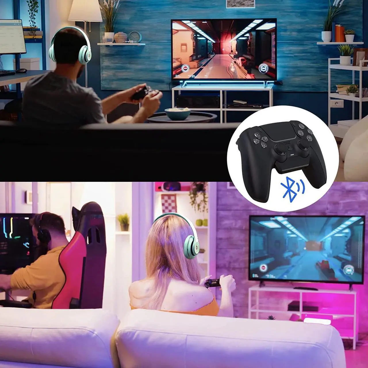 Alt view image 7 of 7 - Bluetooth Adapter for PS5 Controller, BT 5.1 Low Latency Wireless Audio Transmitter, One Key Mute, Volume Adjustment, No Driver Needed Game Accessories for PS5 AirPods Sony Bose Earbuds Speakers