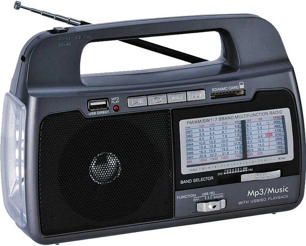 Alt view image 5 of 12 - Supersonic SC-1082 9-Band AM/FM/SW 1-7 Portable Radio