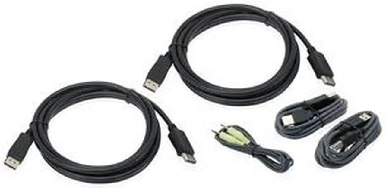 Alt view image 5 of 10 - IOGEAR G2L9203UTAA3 10 ft. Dual View DisplayPort, USB KVM Cable Kit with Audio (TAA)