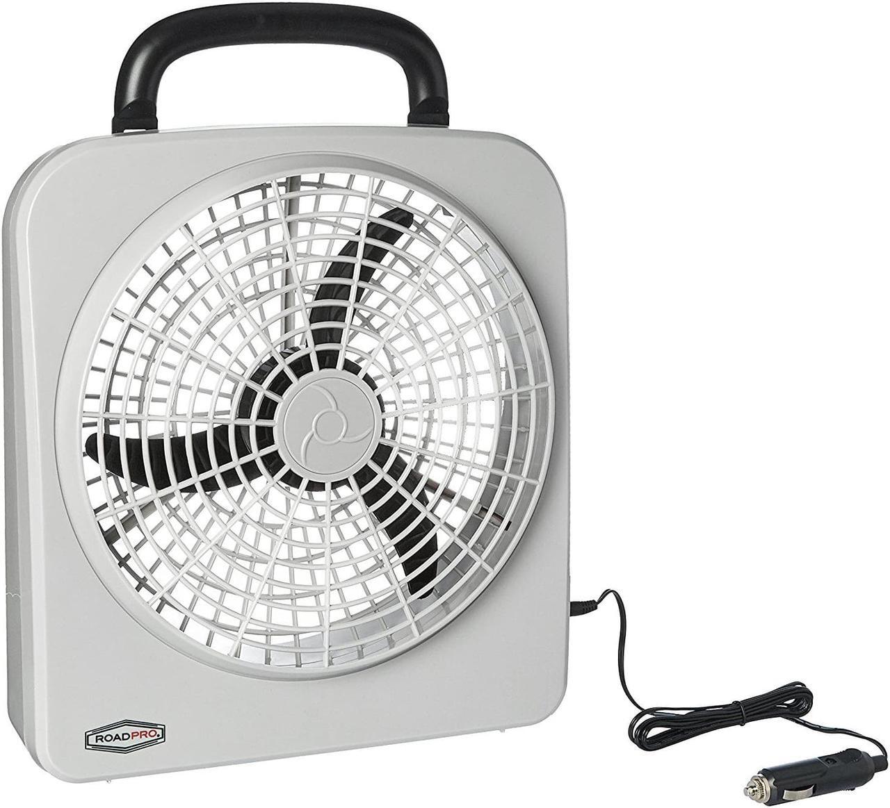 Alt view image 6 of 16 - RoadPro Dual Power 12 Volt Plug In Car and RV 10 Inch 2 Speed Portable Fan, Gray