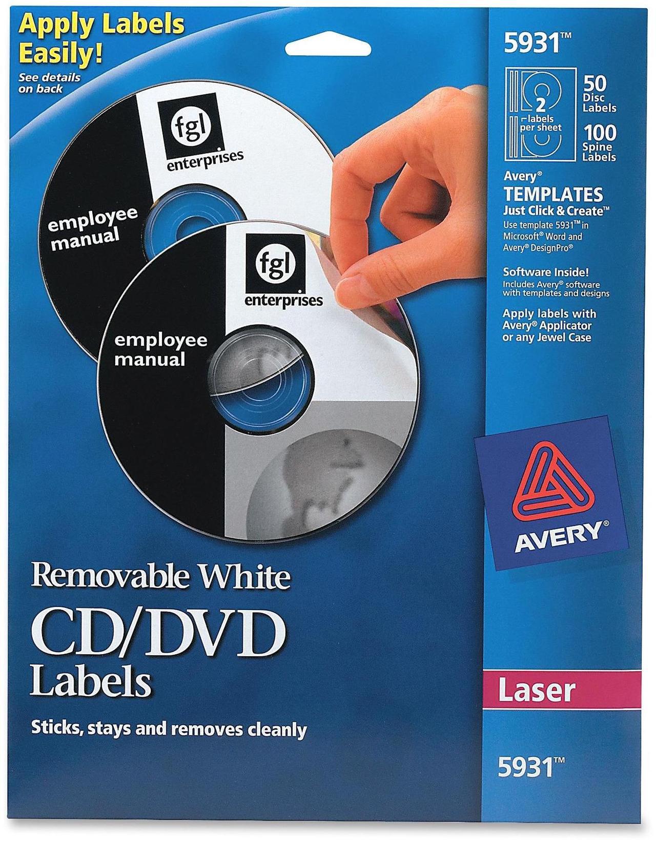 Alt view image 5 of 19 - AVERY 5931 Matte White Removable CD Labels for Laser Printers