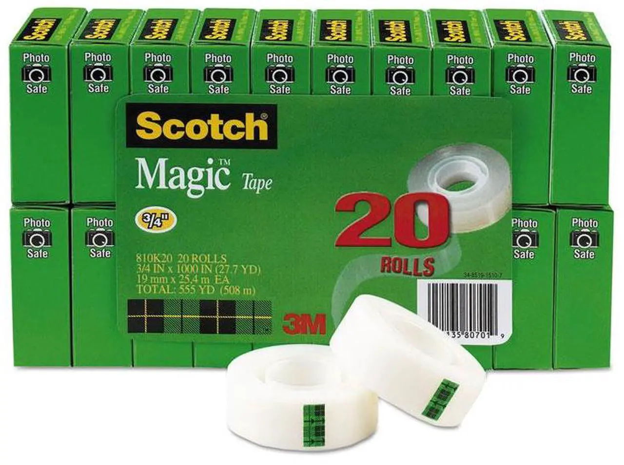 Alt view image 3 of 3 - Magic Tape Value Pack, 3/4" X 1000", 1" Core, Clear, 20/Pack