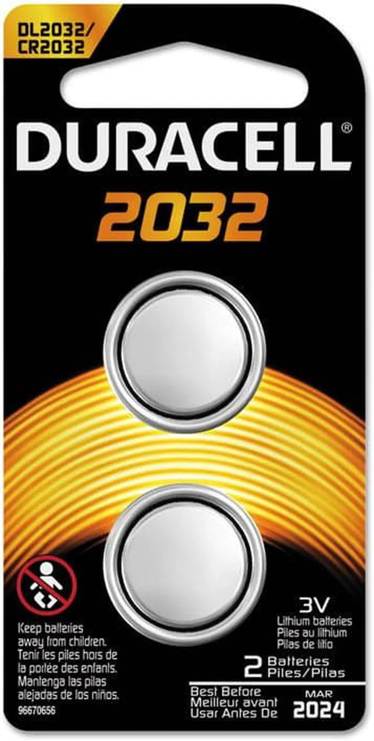 Alt view image 7 of 20 - DURACELL DL2032B2PK Coin Cell,2032,Lithium,3V,PK2