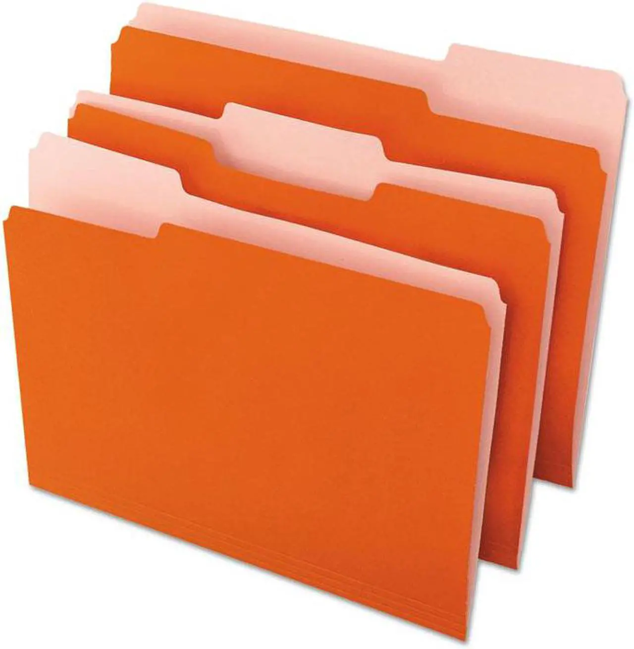 Main image of File Folders, 1/3 Cut One-Ply Top Tab, Letter, Orange/Light Orange, 100/Bx