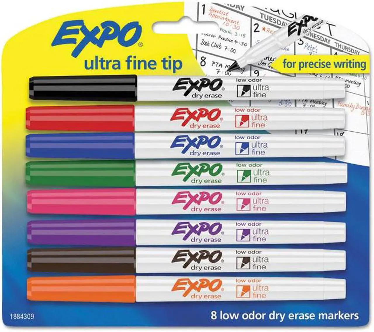 Alt view image 4 of 18 - EXPO 1884309 Low-Odor Dry-Erase Marker, Ultra Fine Point, Assorted, 8 per Set