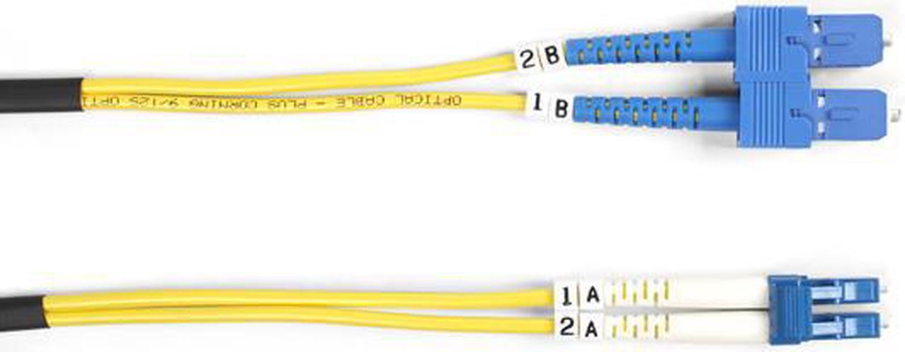 Main image of Black Box FOSM-002M-SCLC OS2 9-Micron Single-Mode Fiber Optic Patch Cable - OFNR PVC, LC-SC, Yellow, 2m (6.5 ft.)