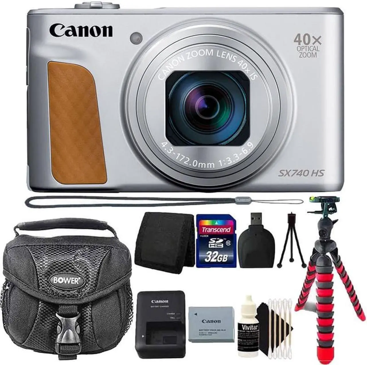 Main image of Canon PowerShot SX740 20.3MP 20.3MP HS Digital Camera Silver + 32GB Top Accessory Kit
