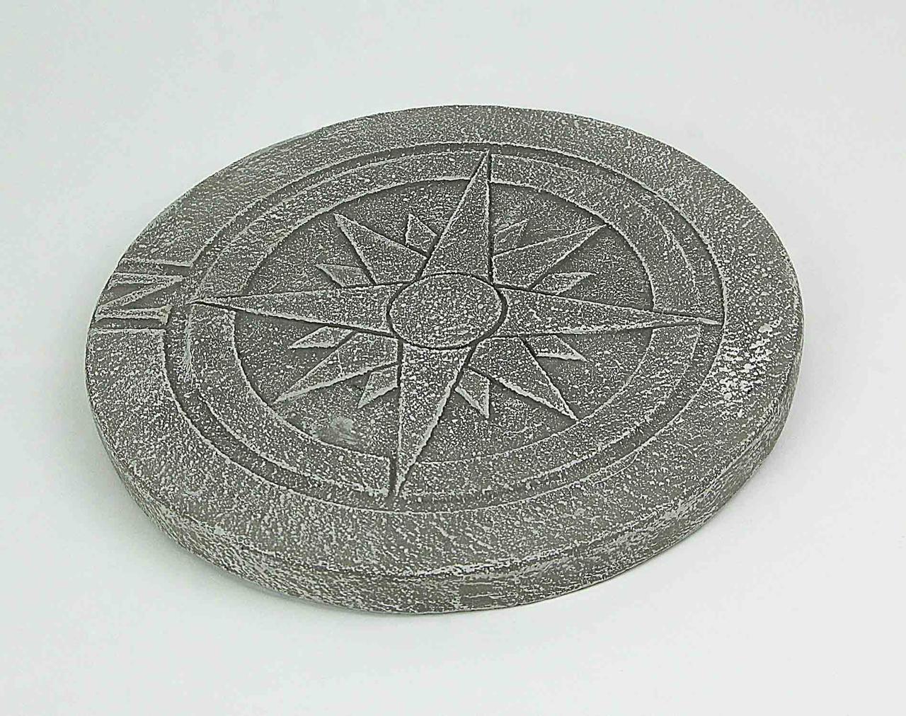 Alt view image 2 of 4 - Set of 3 Nautical Compass Rose Design Natural Gray Finish Round Cement Stepping Stones / Wall Hangings 10 Inch Diameter