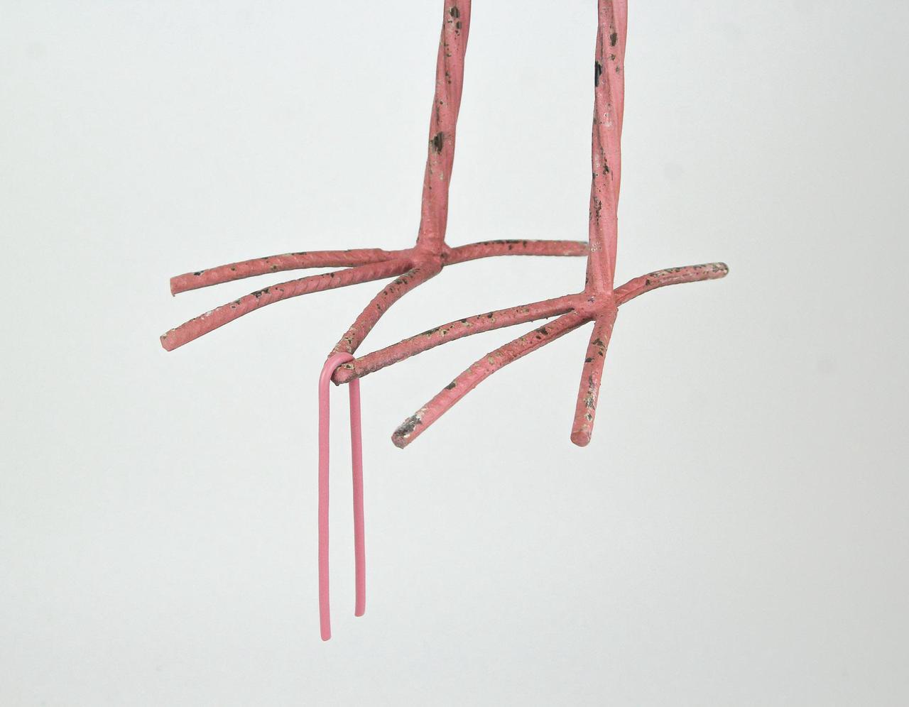 Alt view image 4 of 4 - Elegant 34-Inch Tall Handcrafted Metal Pink Flamingo Yard Statues - Graceful Outdoor Decorative Pair with Elongated Necks and Intricately Crafted Details