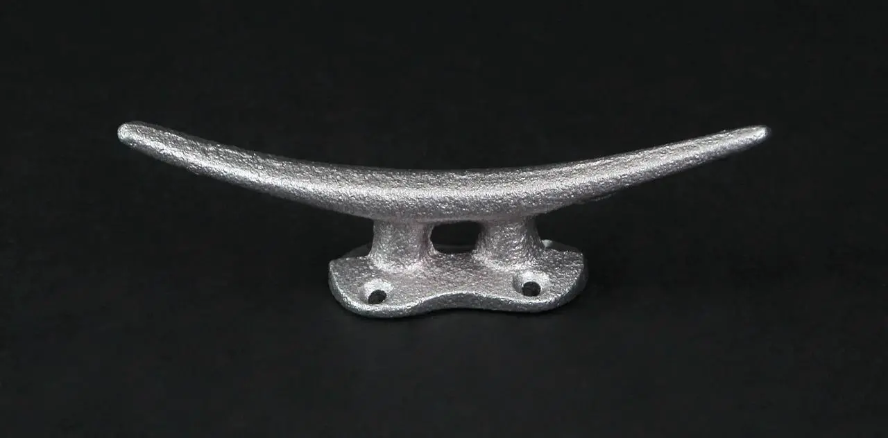 Alt view image 3 of 5 - Set of 4 Metallic Silver Finish Cast Iron Boat Cleat Wall Hooks / Drawer Pulls Cabinet Handles - Nautical or Coastal Décor - Easy Install - 5.75 Inches Long