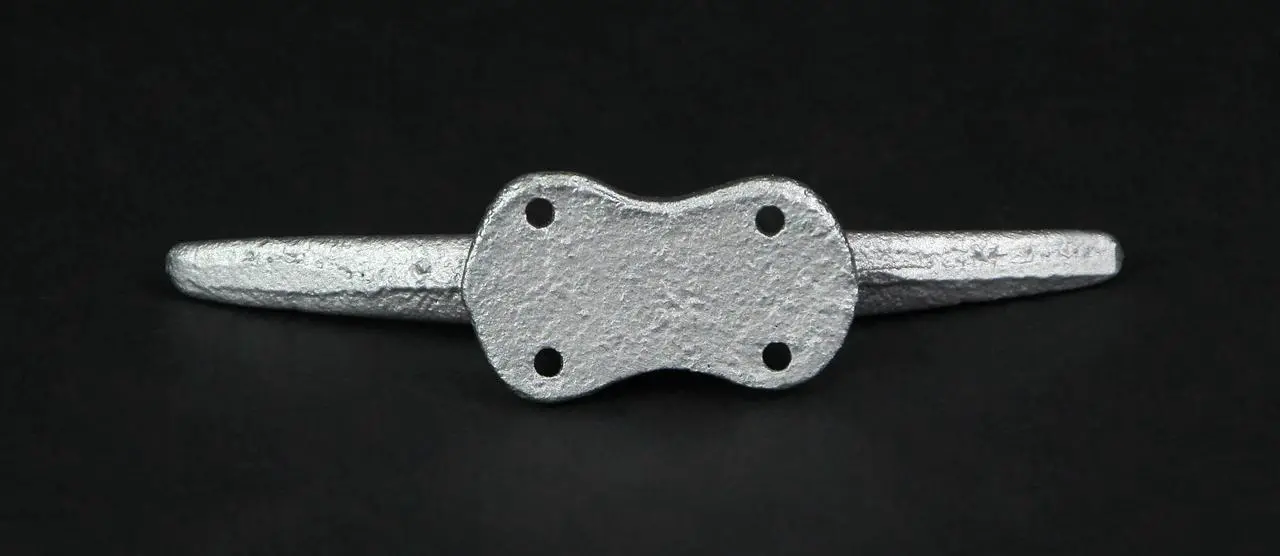 Alt view image 4 of 5 - Set of 4 Metallic Silver Finish Cast Iron Boat Cleat Wall Hooks / Drawer Pulls Cabinet Handles - Nautical or Coastal Décor - Easy Install - 5.75 Inches Long